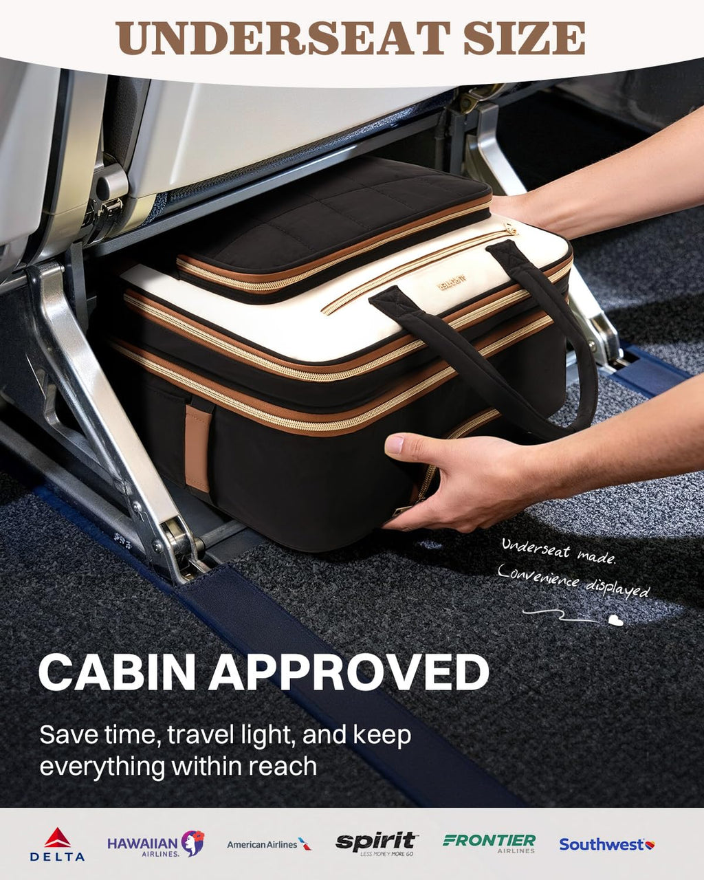Rolling Puffer Laptop Bag Set with Wheels, 16 Inch Underseat Carry on Luggage E436