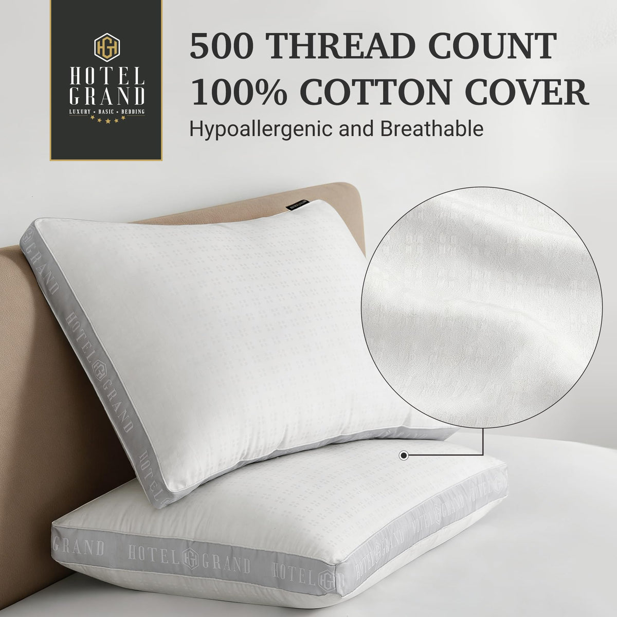 King Size Set of 2 Medium Soft Bed Pillows S836