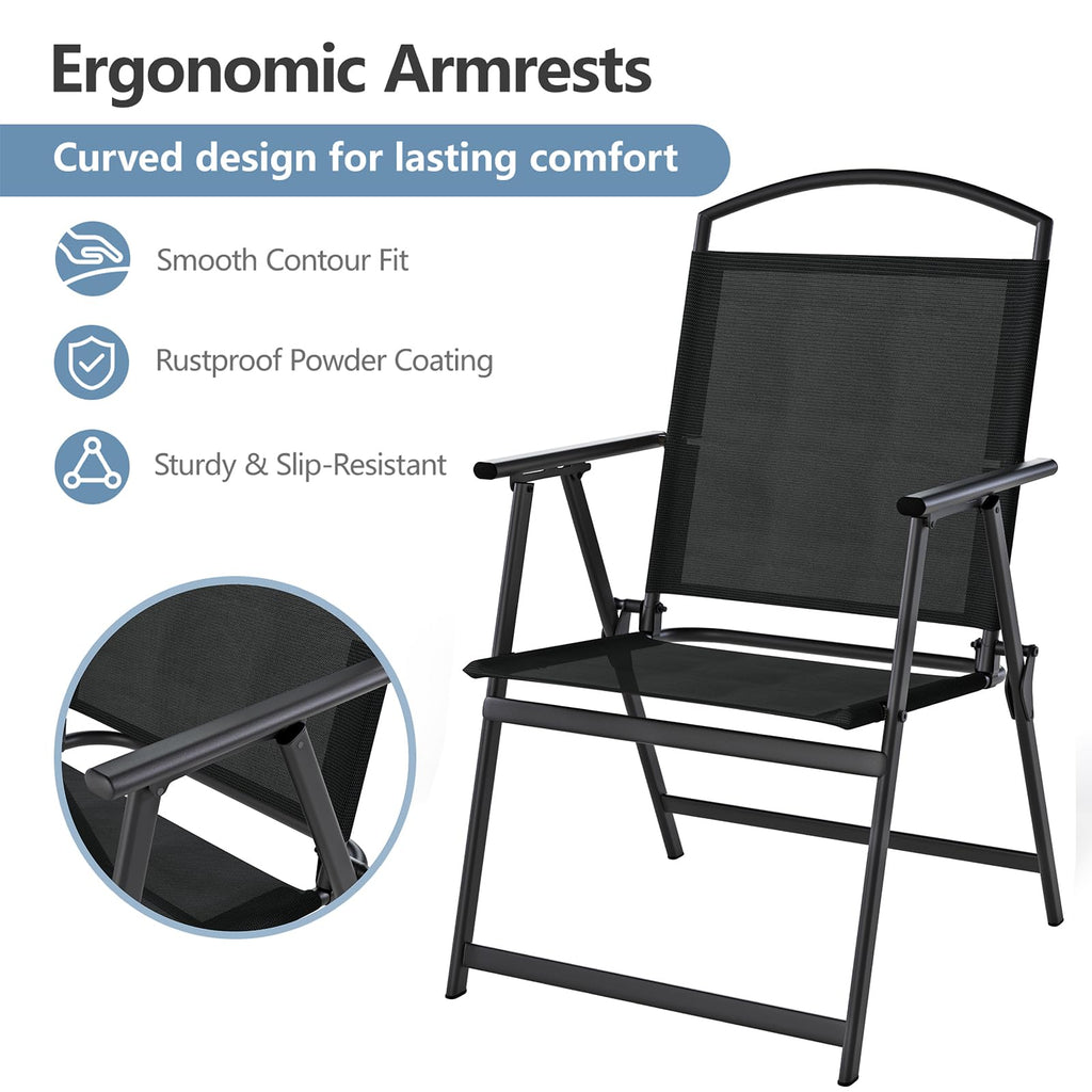 Folding Outdoor Chairs Set of 2 Black M6584