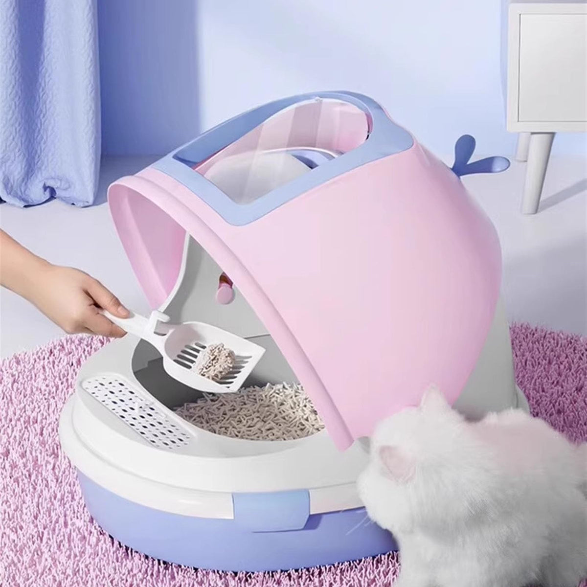 Covered Cat Litter Box with Scoop L4521