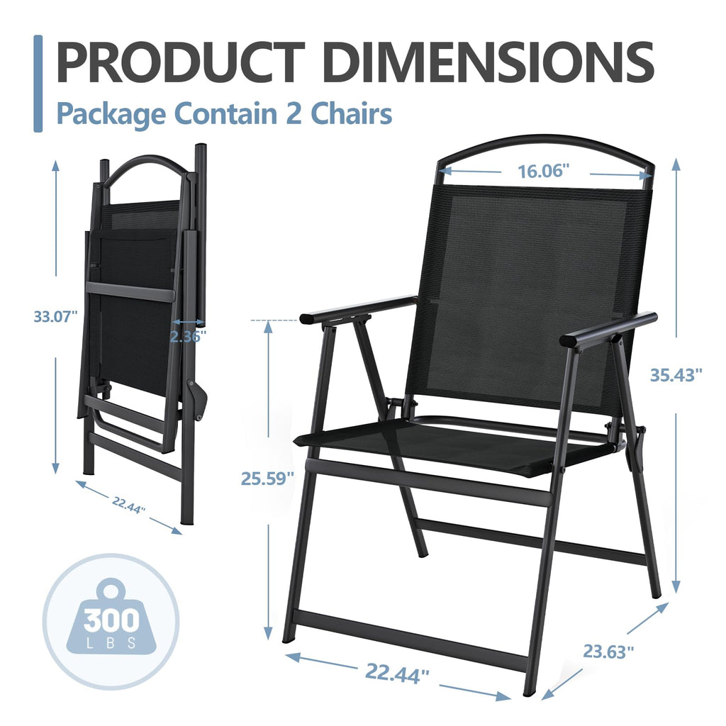 Folding Outdoor Chairs Set of 2 Black M6584