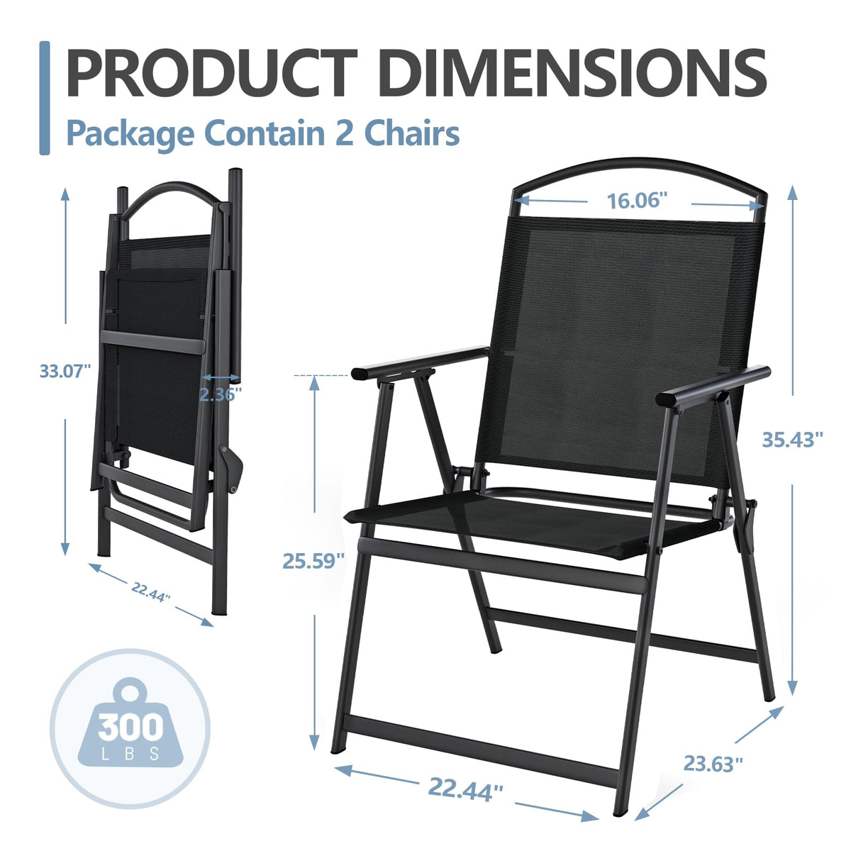 Folding Outdoor Chairs Set of 2 Black M6584