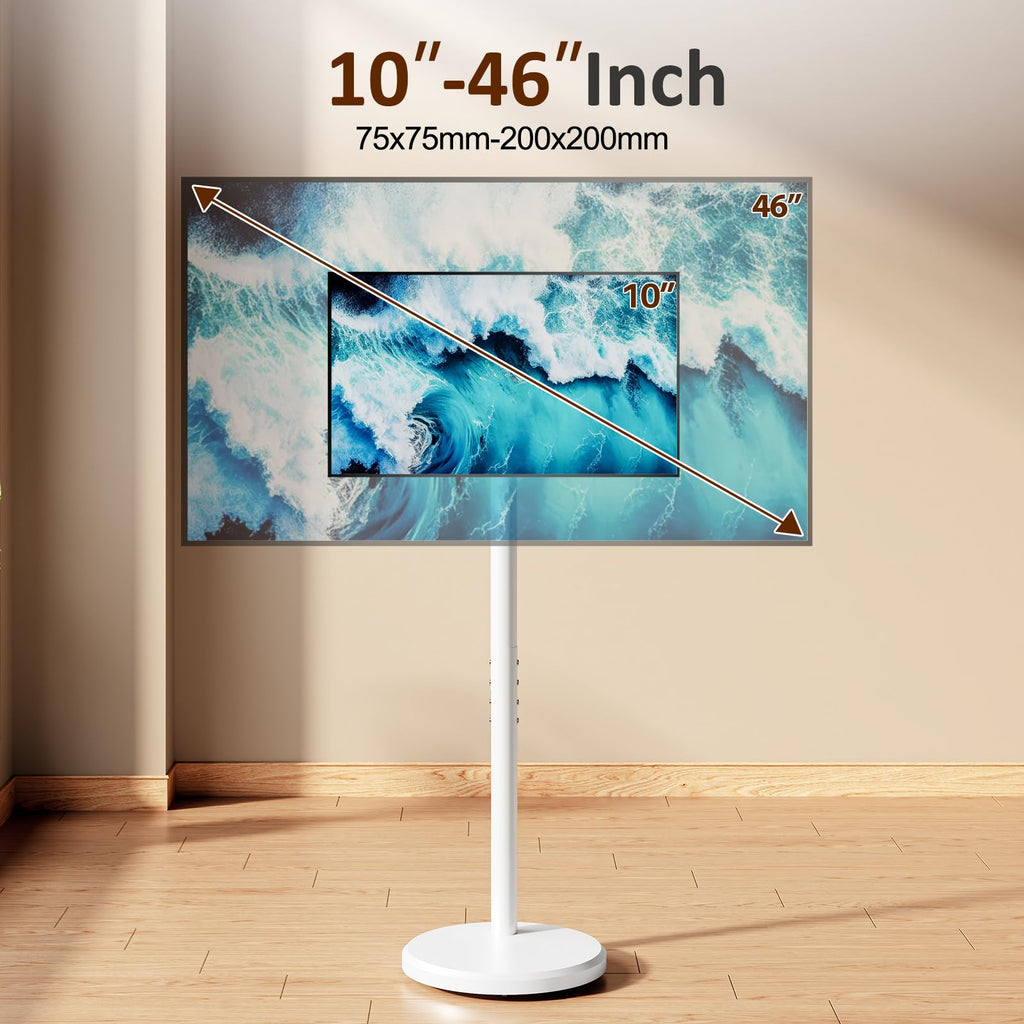 White Rolling TV Stand with Wheels S7572