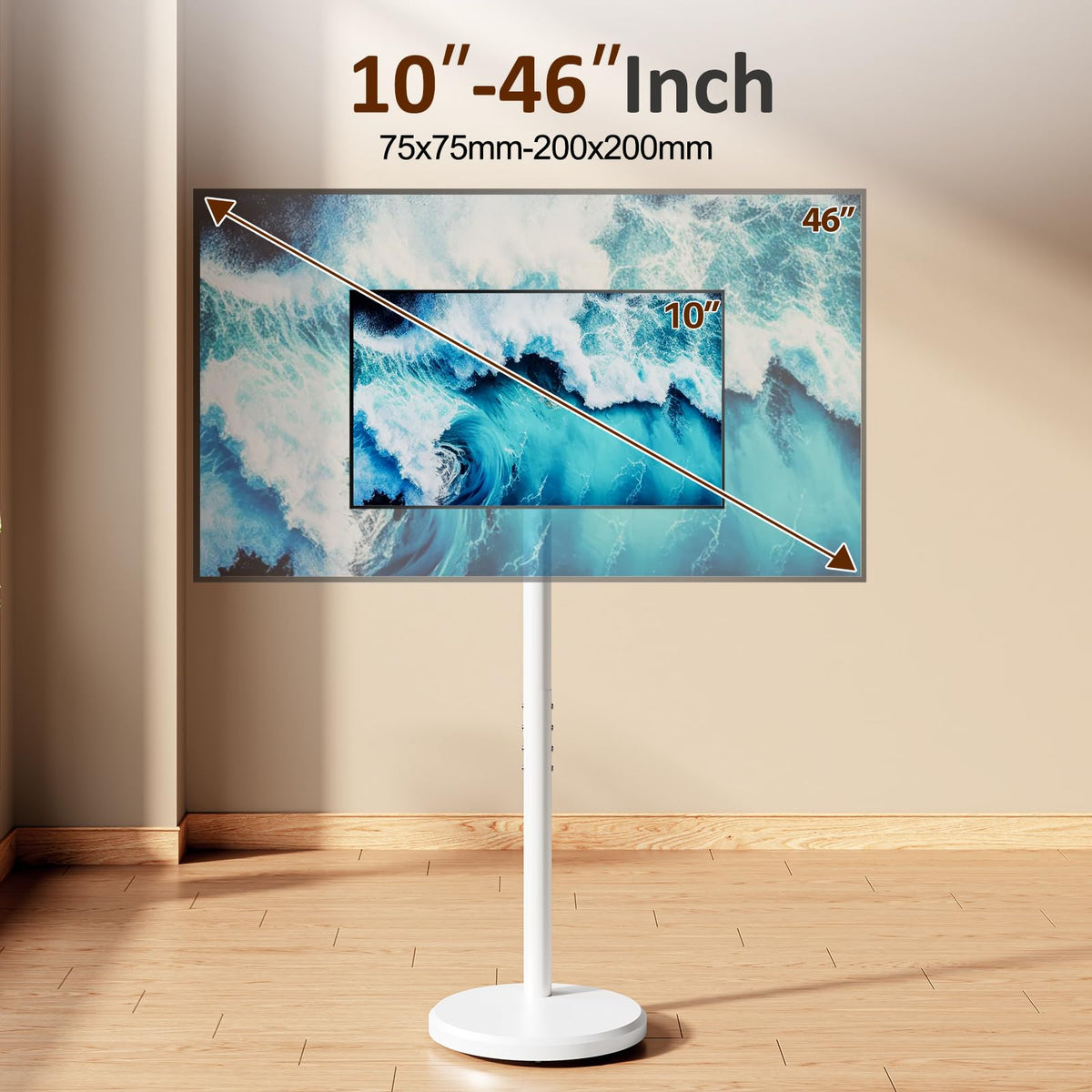 White Rolling TV Stand with Wheels S7572