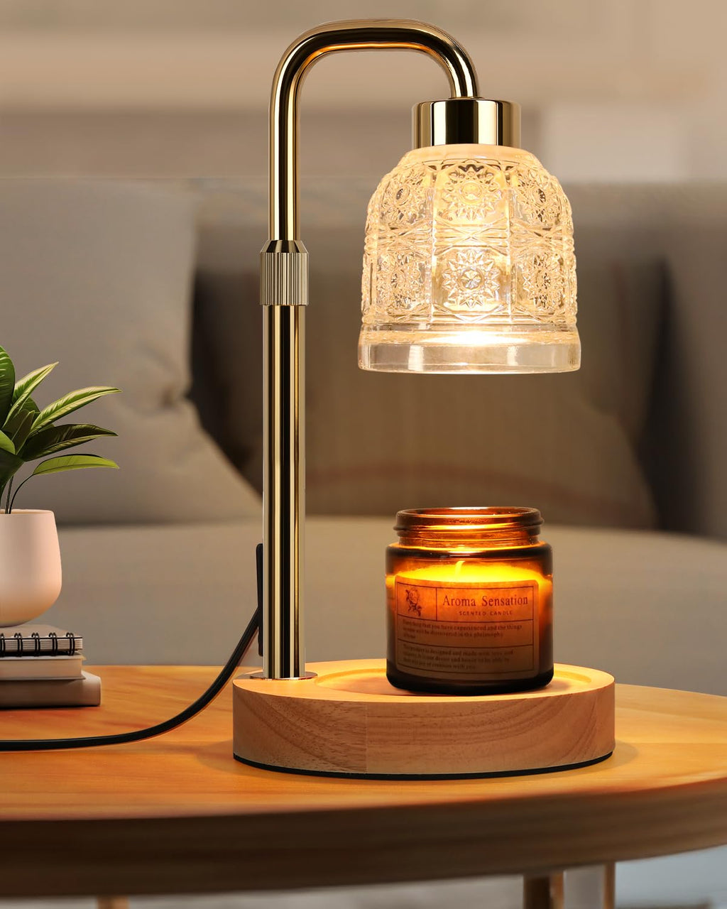 Candle Warmer Lamp with Timer, Gold H459636
