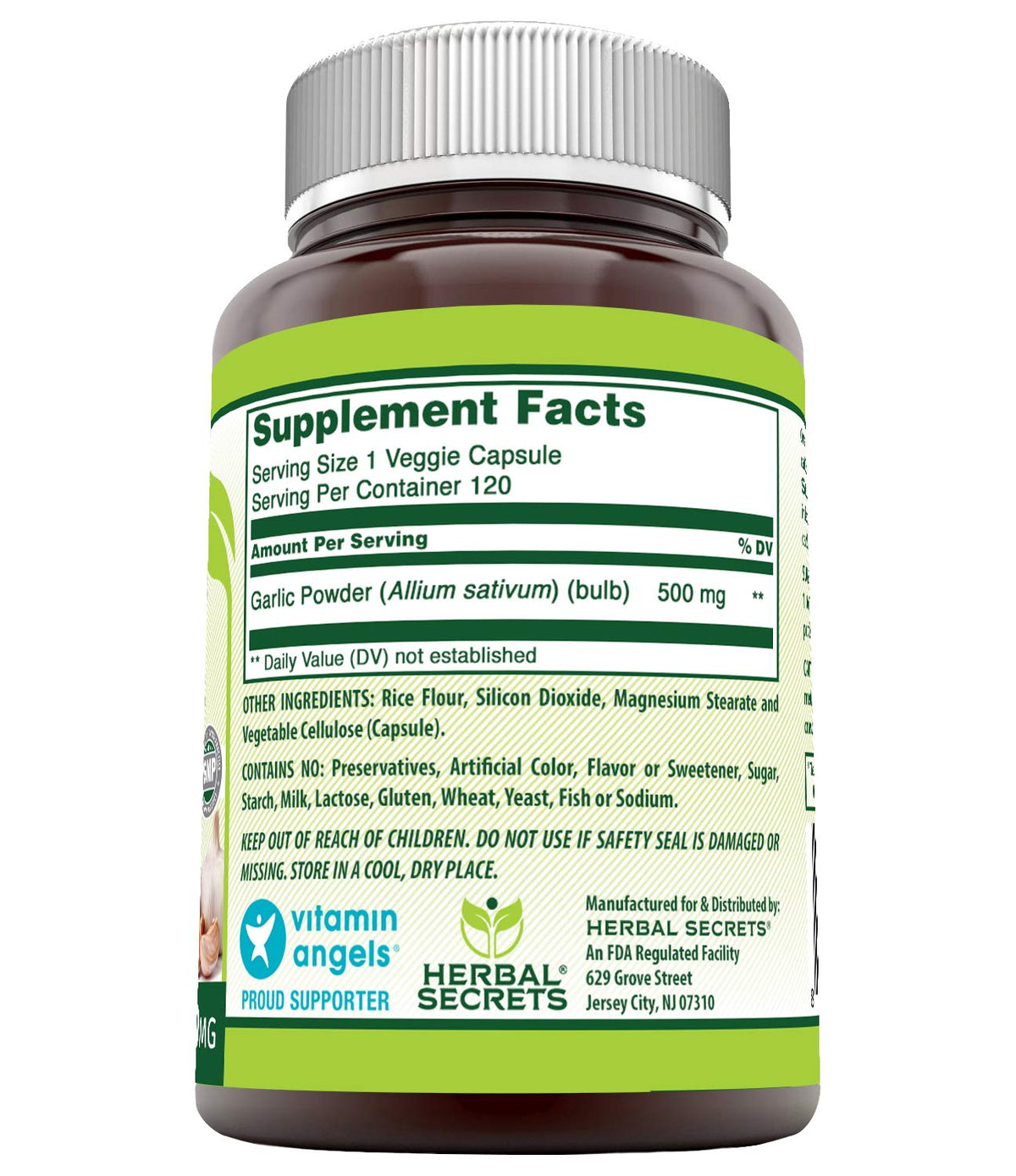 Garlic 500 mg 120 Veggie Capsules Supplement X63947