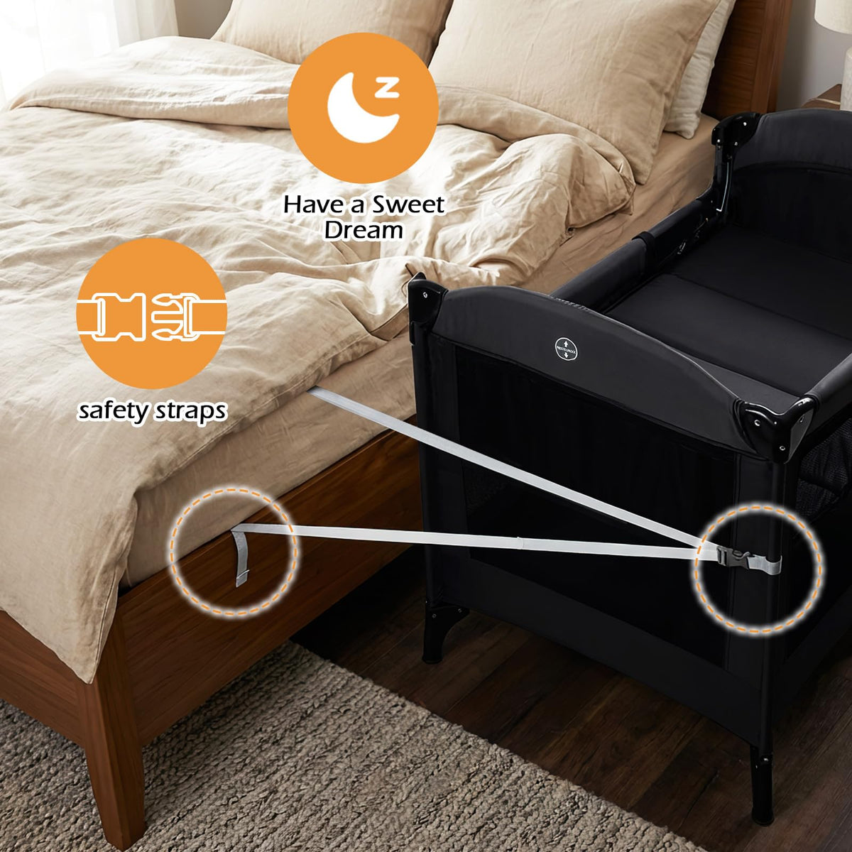 4 in 1 Baby Bassinet Bedside Crib D64090