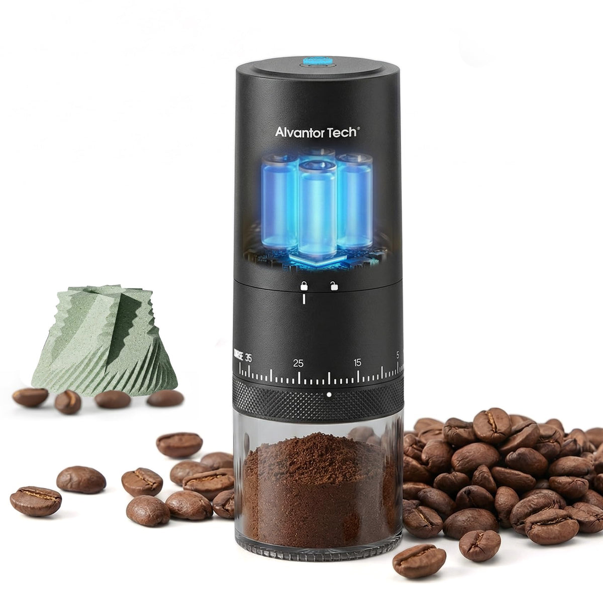 Portable Electric Burr Coffee Grinder with Ceramic Conical Burr Q8858