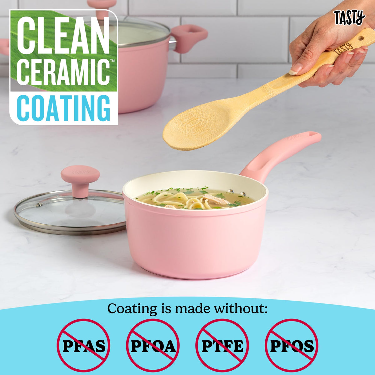12 Piece Pink Nonstick Ceramic Cookware Set U53127