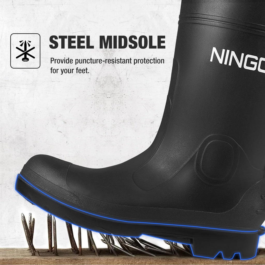 Men's Steel Toe Waterproof Rubber Boots E536367