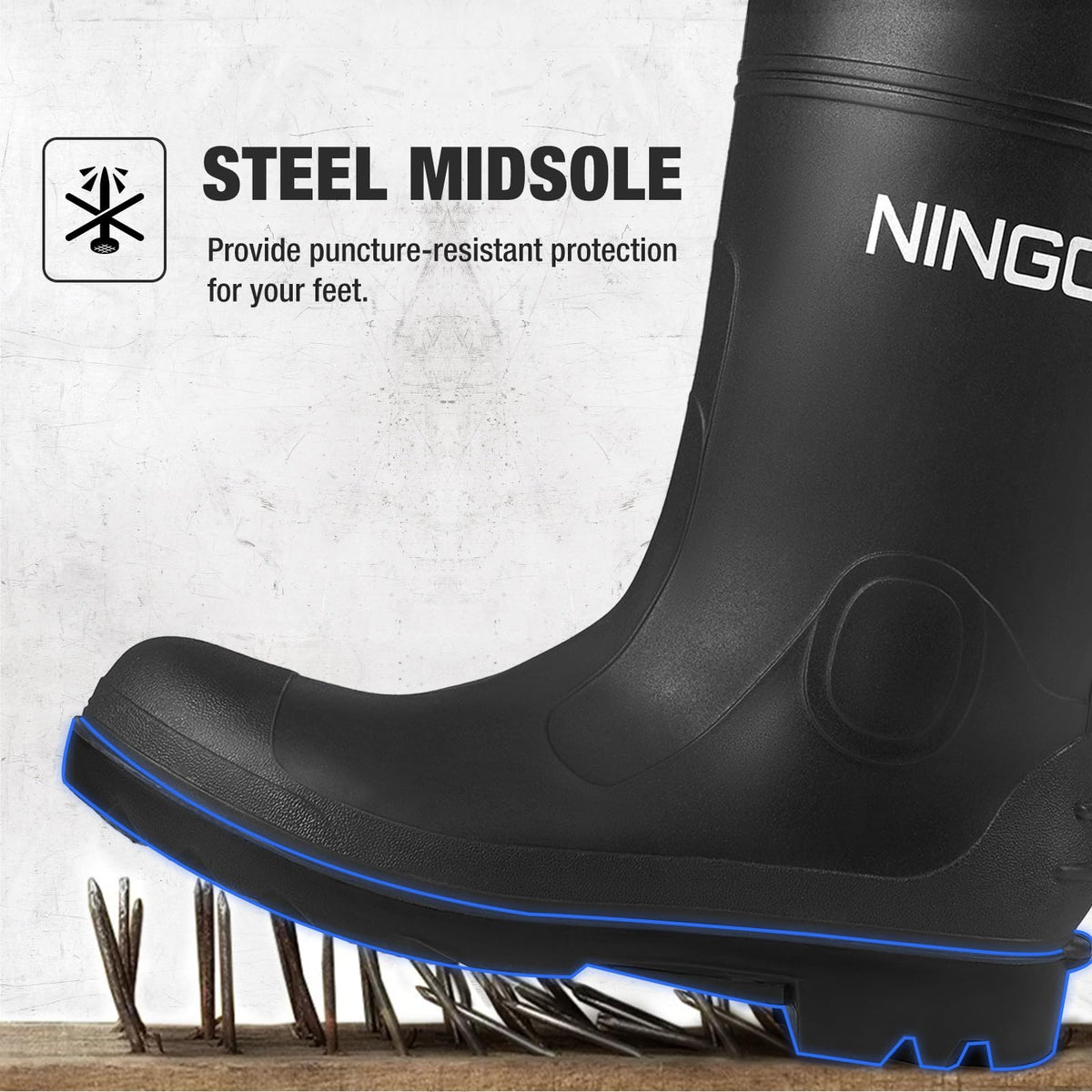 Men's Steel Toe Waterproof Rubber Boots E536367