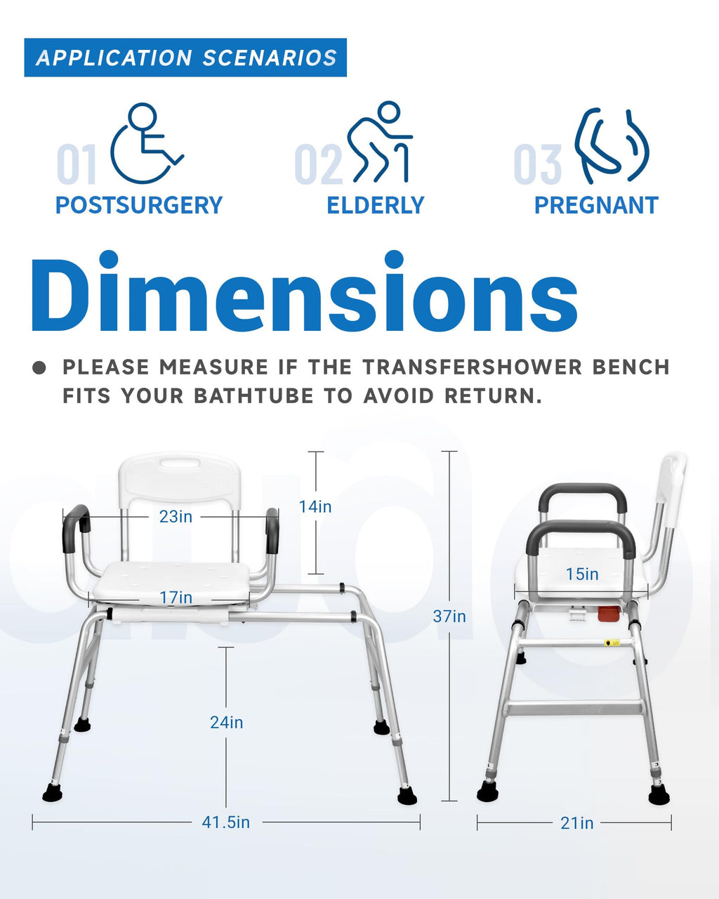 Sliding Shower Chair with 360⁰ Swivel Seat B581072