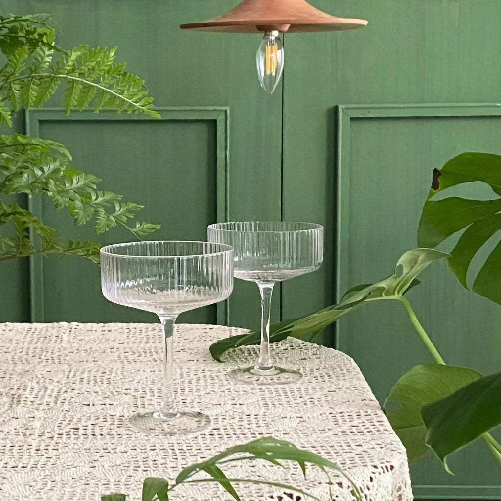 Martini Glasses set of 8, 10 oz Ribbed Coupe Glasses Q124683