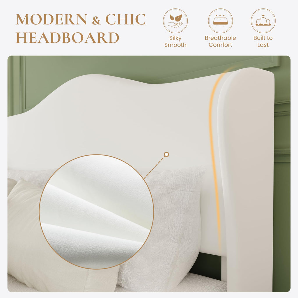 Queen Size Bed Frame with Wingback Headboard L120434