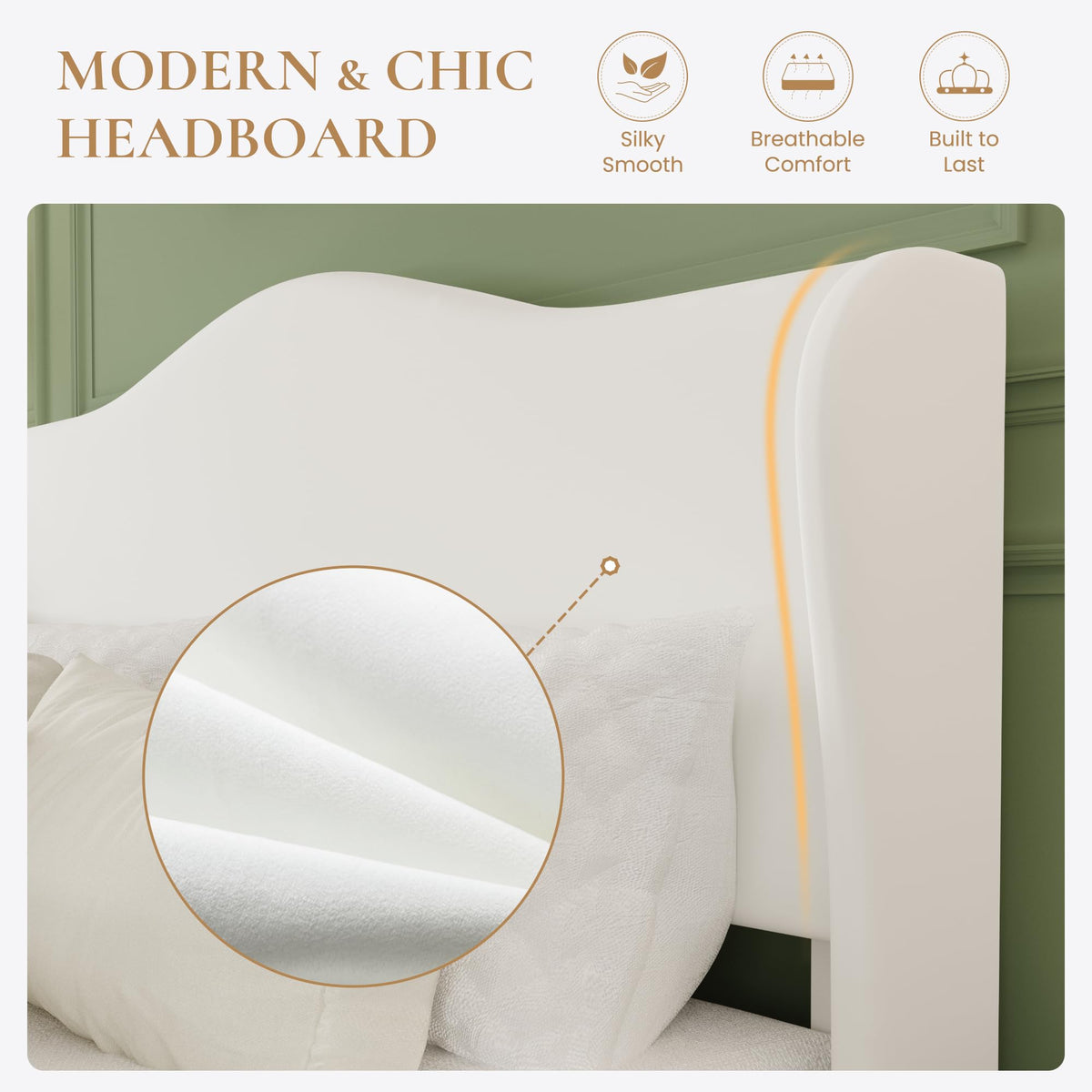 Queen Size Bed Frame with Wingback Headboard L120434