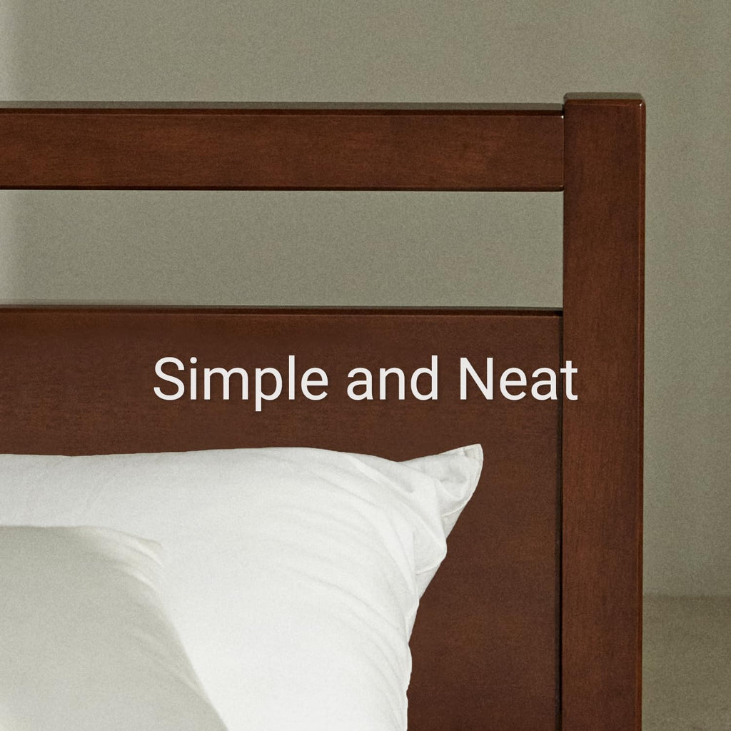 Cherry King Wood Platform Bed Frame with Headboard U8441