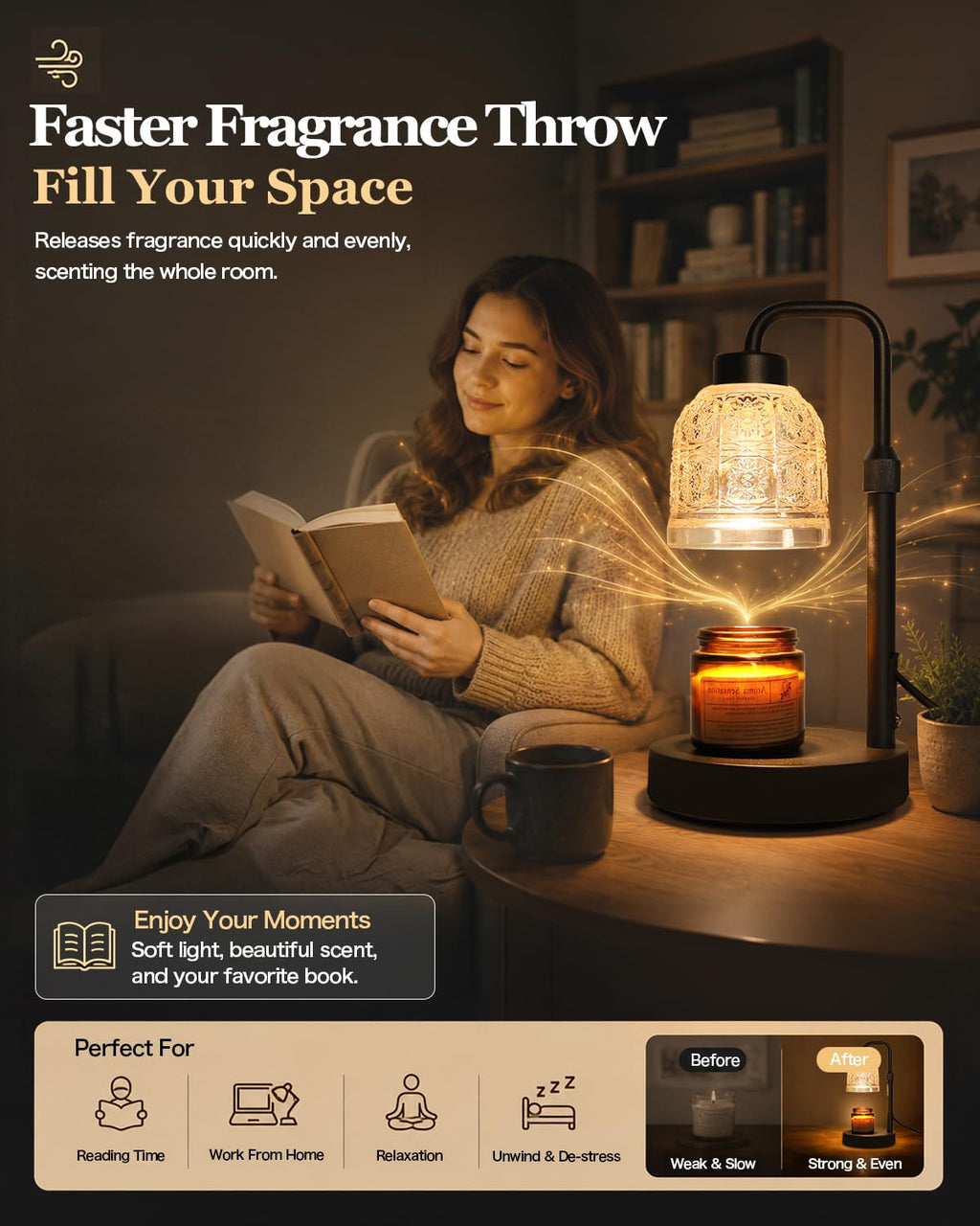 Candle Warmer Lamp with Timer, Gold H459636