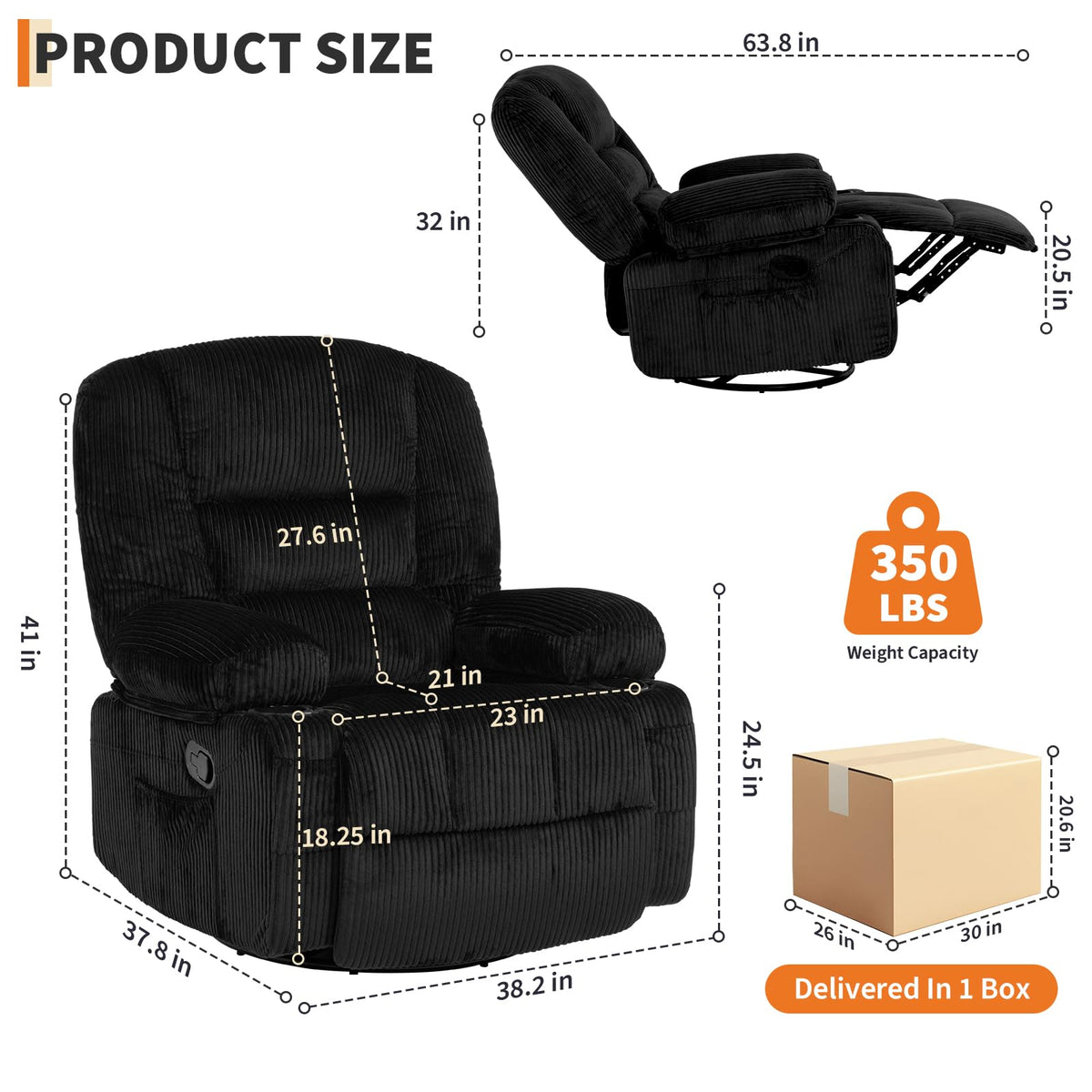 Oversized Swivel Rocker Recliner Chair M5664