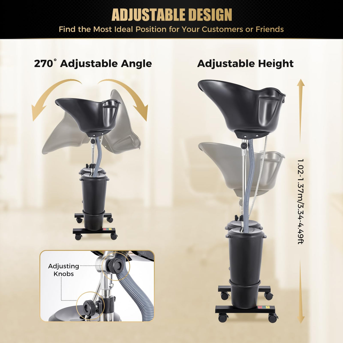 Portable Shampoo Basin with 2 Water Buckets, Black N573018