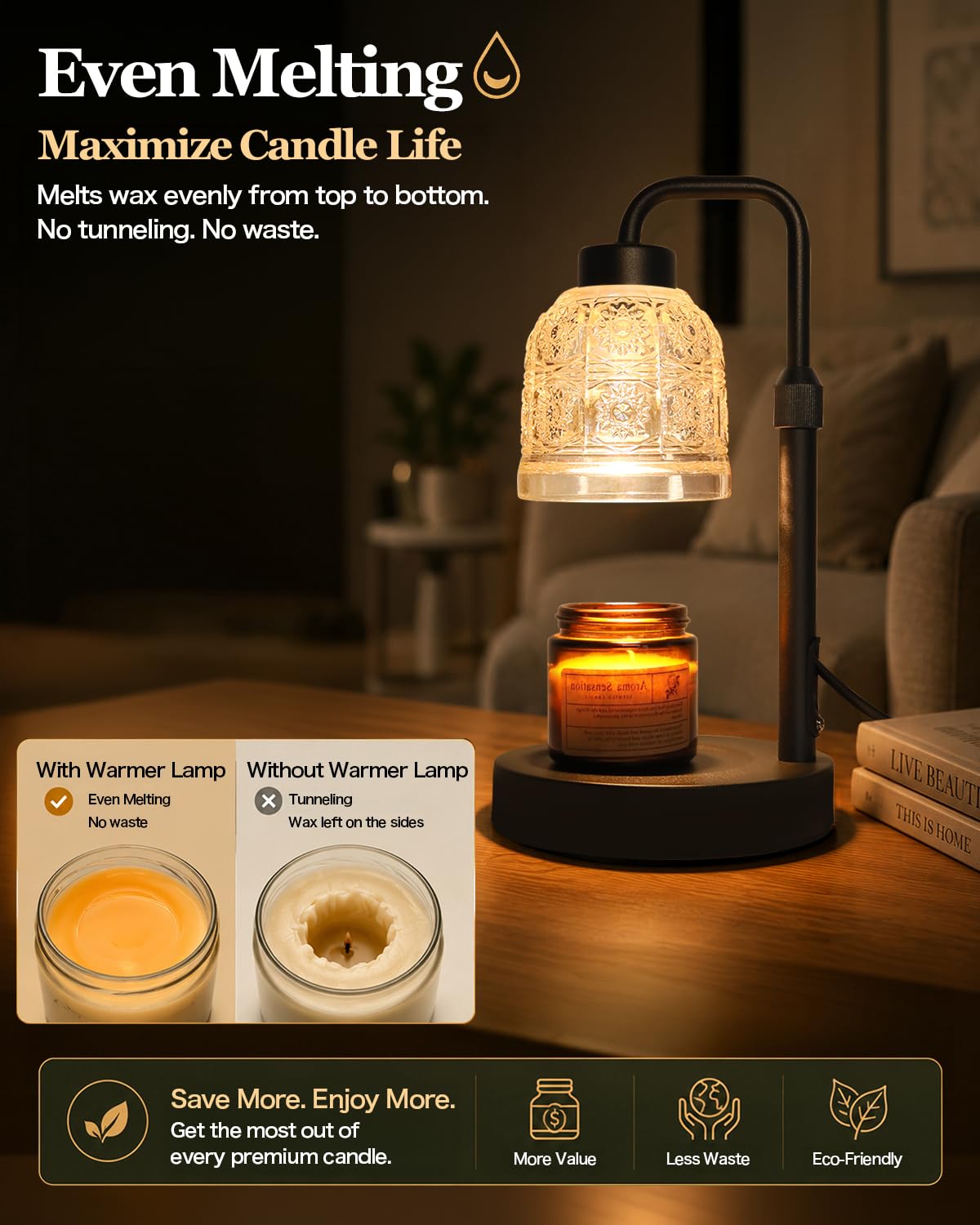 Candle Warmer Lamp with Timer, Gold H459636