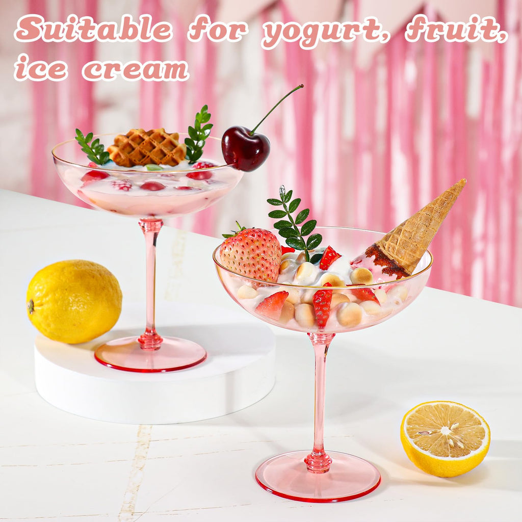 9oz Pink Plastic Martini Glasses Set T1097