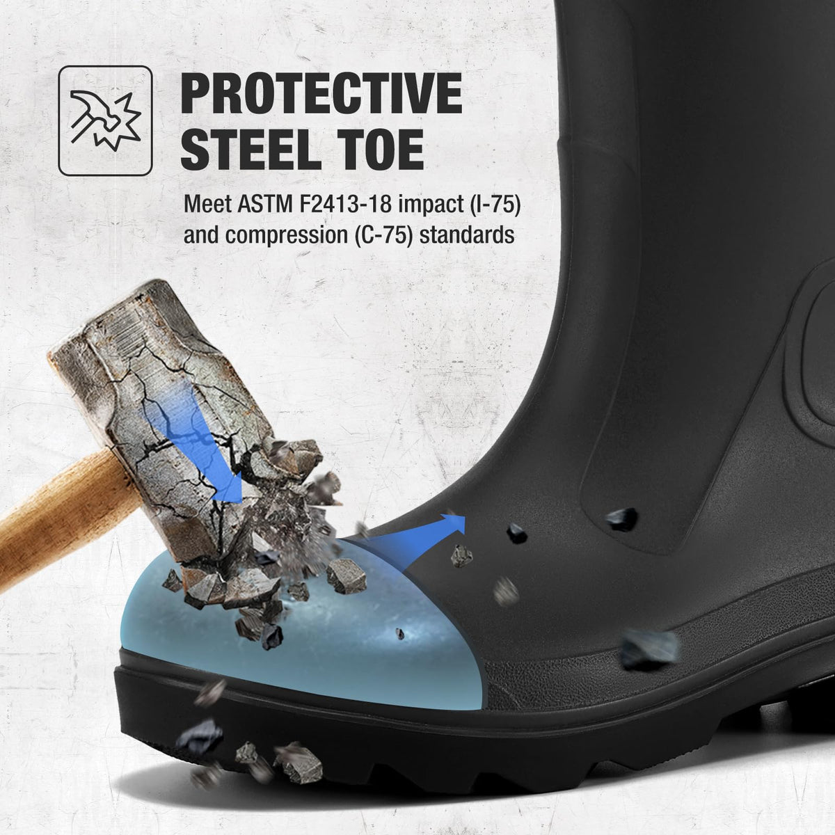 Men's Steel Toe Waterproof Rubber Boots E536367