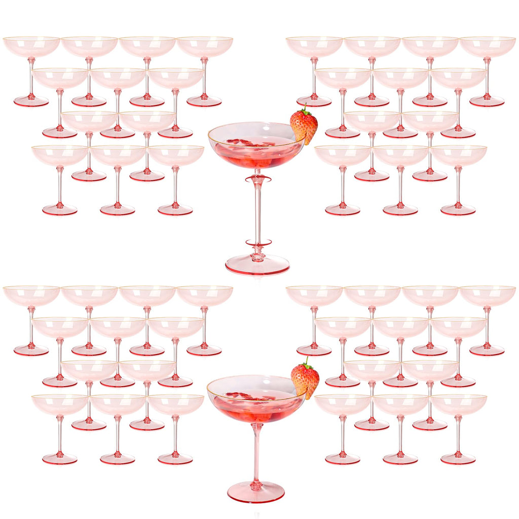 9oz Pink Plastic Martini Glasses Set T1097