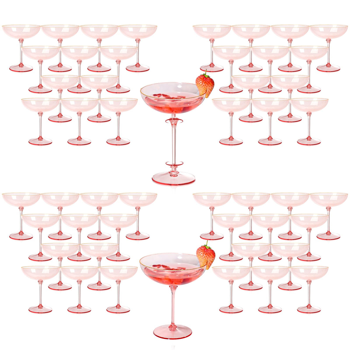 9oz Pink Plastic Martini Glasses Set T1097