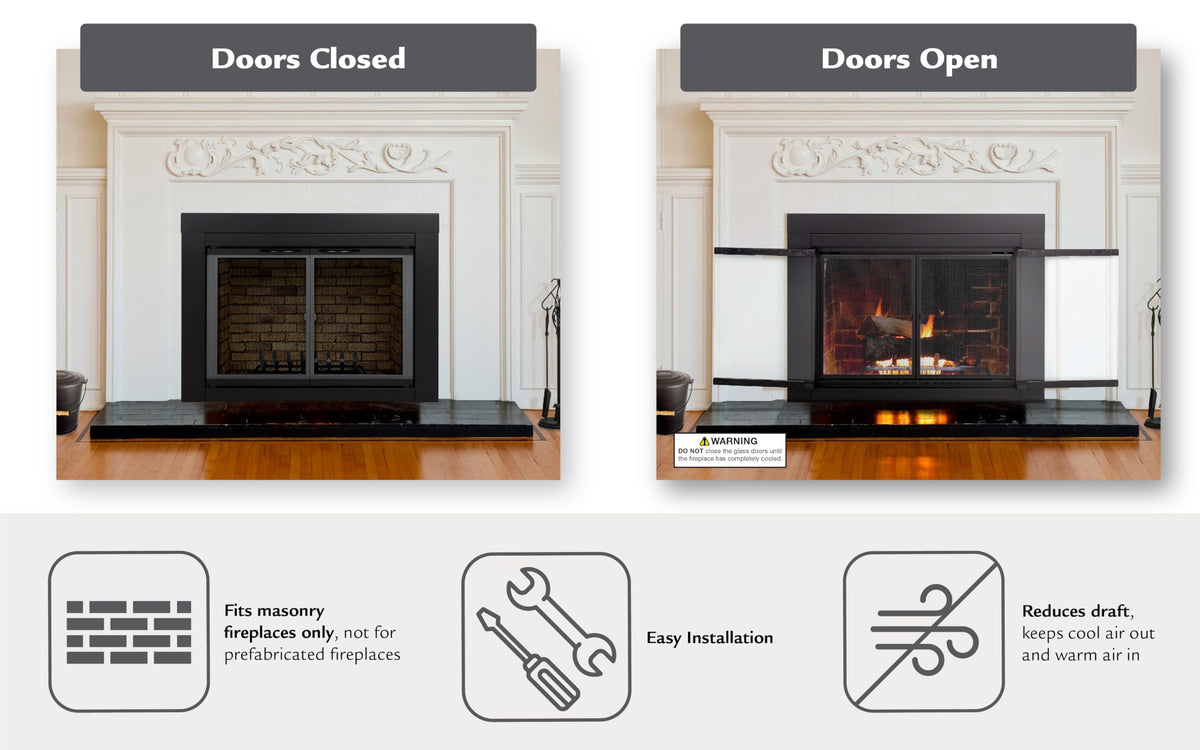 Black Small Fireplace Glass Door F20352