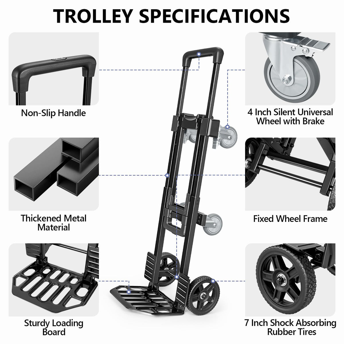 3-in-1 Convertible Dolly Cart 600LB Hand Truck with 6 Wheels N4010