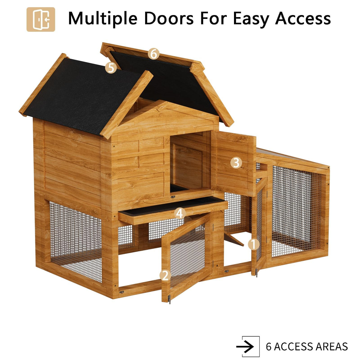 2-Story Wooden Rabbit Hutch with Run W897