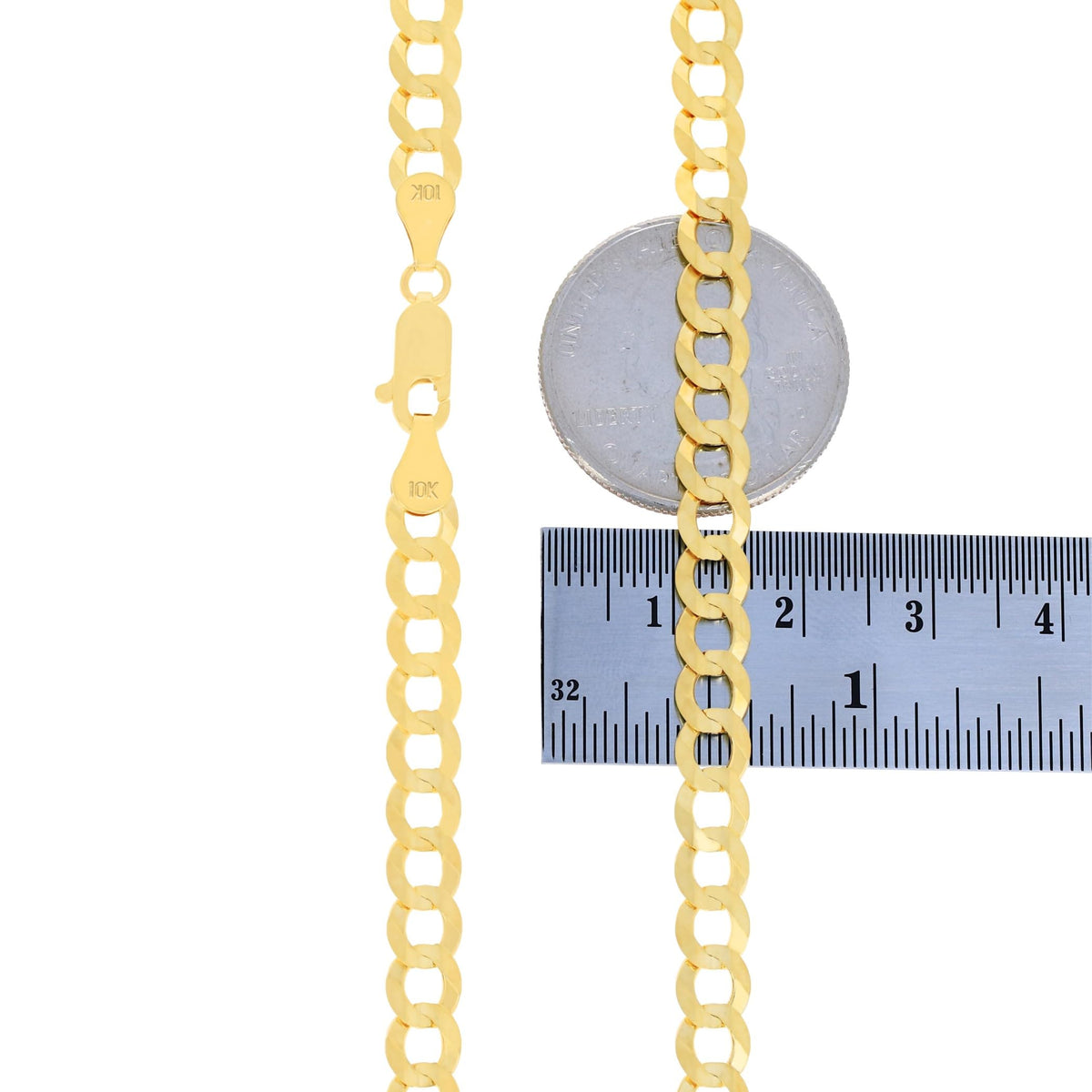 10k Yellow Gold Cuban Curb Link Chain Necklace V14249