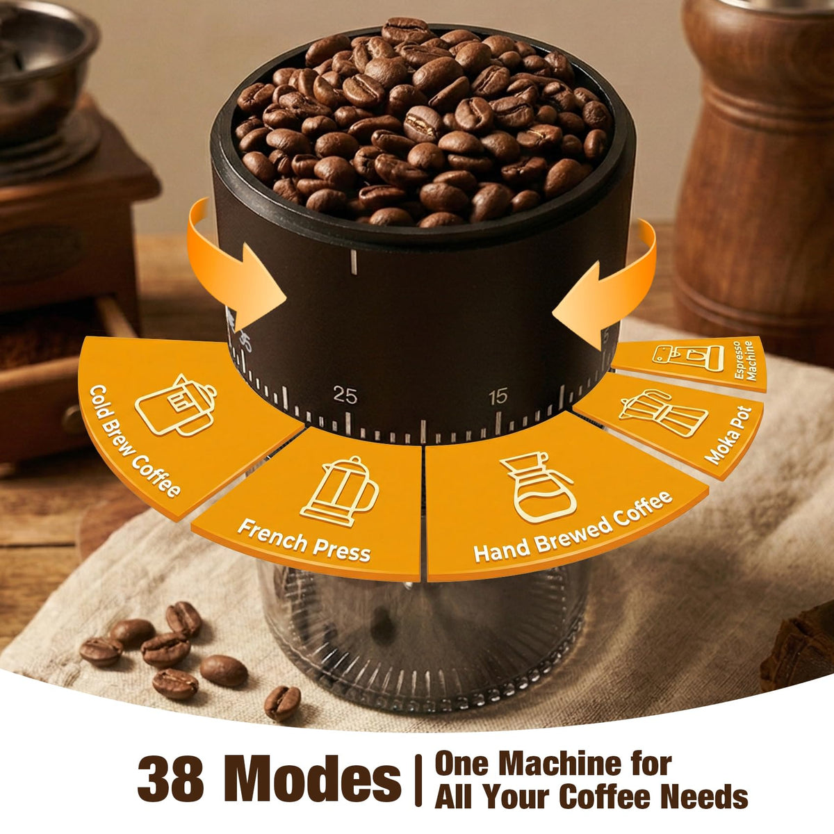 Portable Electric Burr Coffee Grinder with Ceramic Conical Burr Q8858