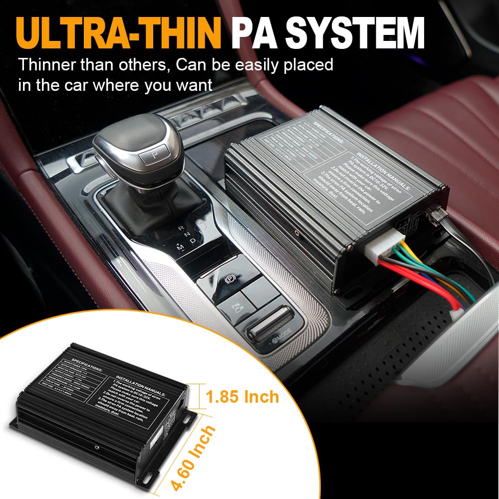 250W Multi-Tones Slim PA Siren Speaker with Handheld Controller & Mic D13647