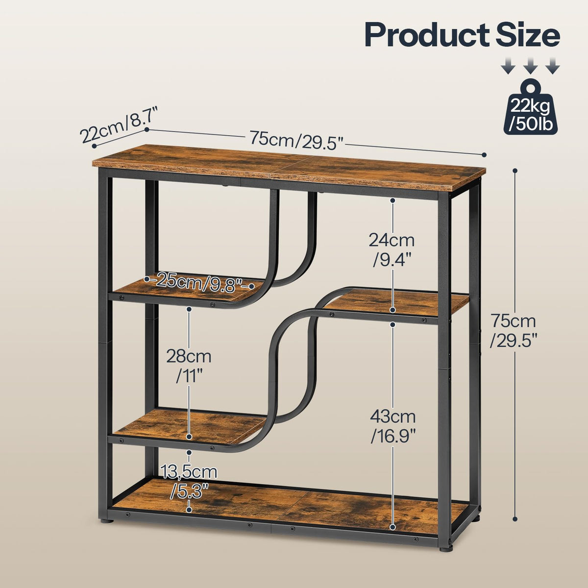 29.5" 5-Tier Narrow Console Table E21777