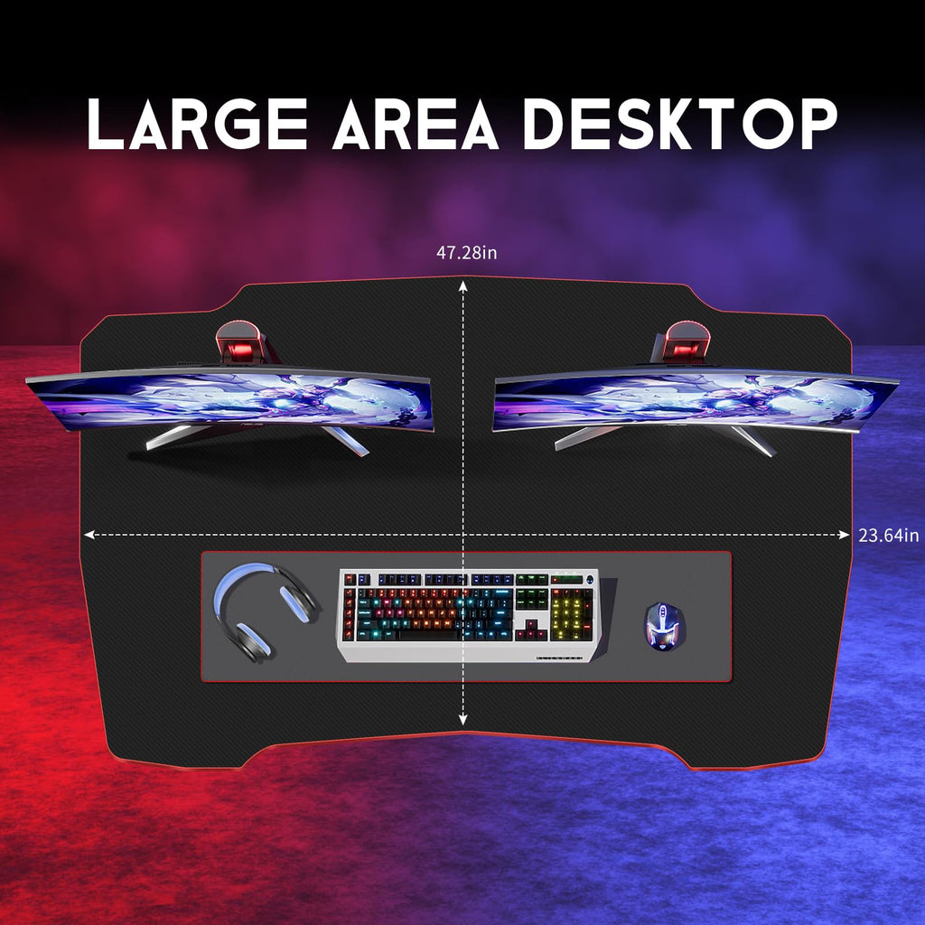 47 Inch Z Shaped Gaming Desk with Headphone Hook P105401