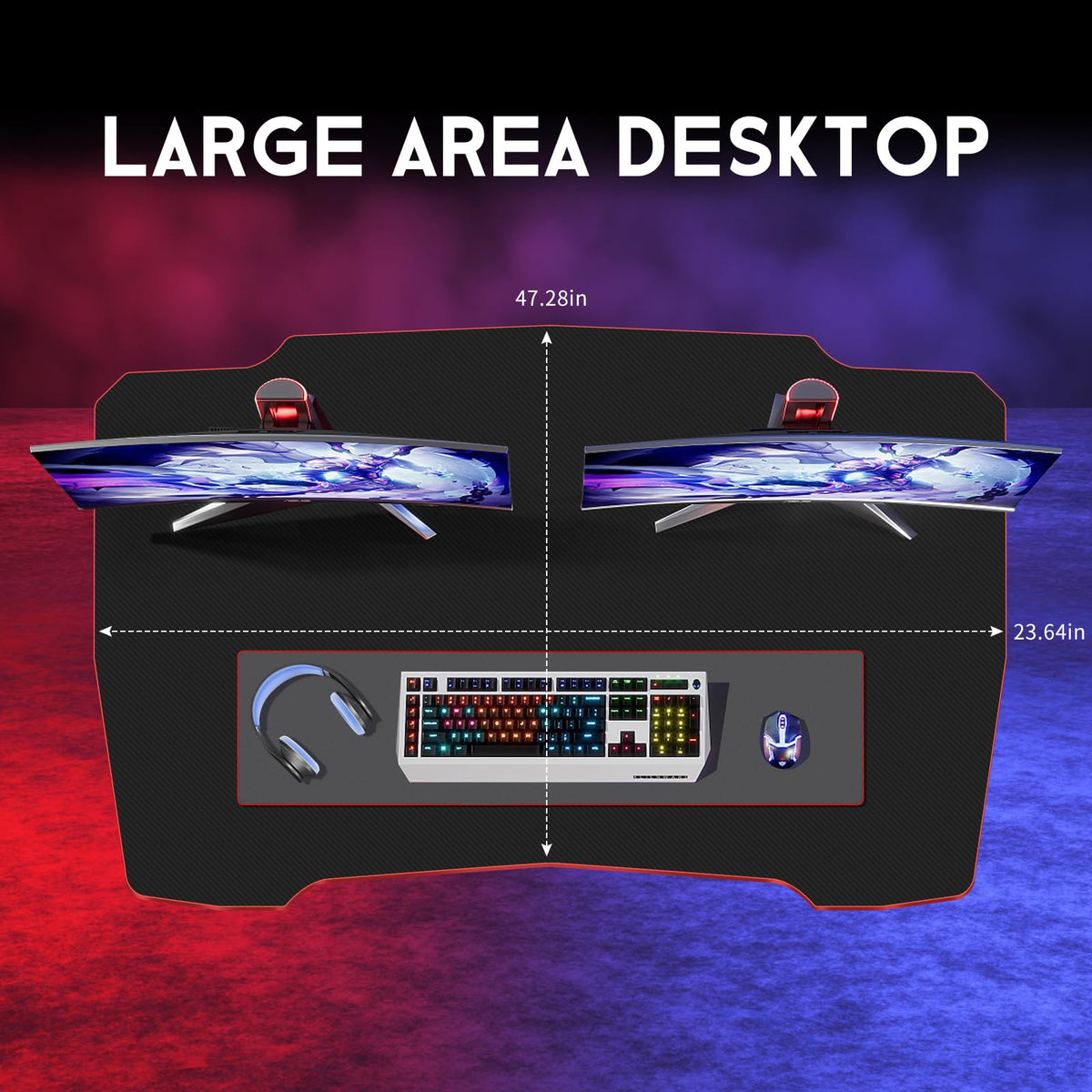 47 Inch Z Shaped Gaming Desk with Headphone Hook P105401