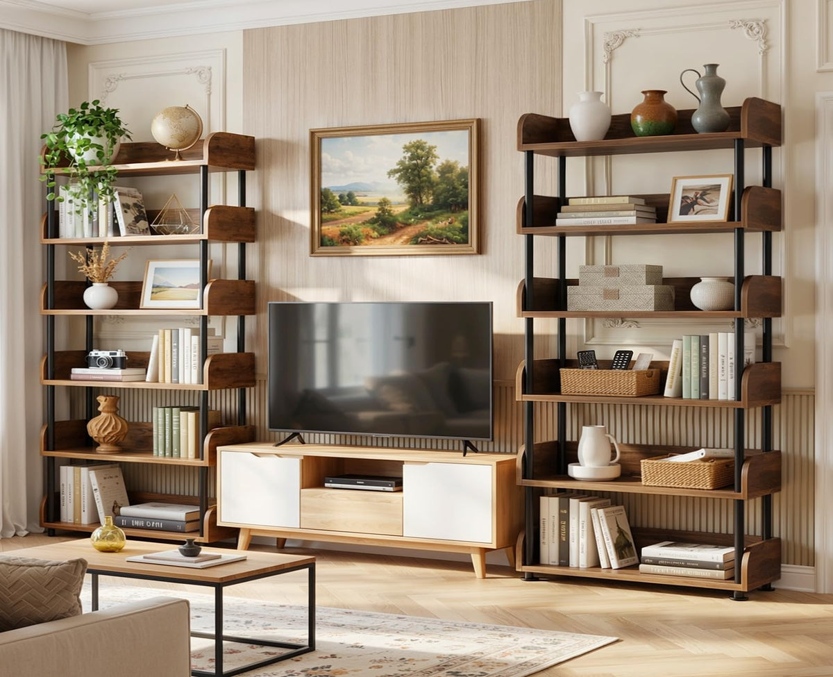 6-Tier Tall Open Bookshelf with Metal Frame V140673