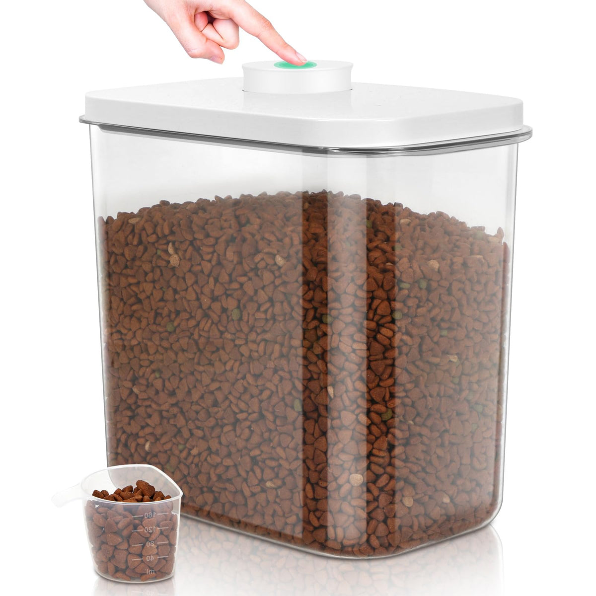 Dog Cat Food Storage Container with Handles, Stackable Pop Up Lids H86548