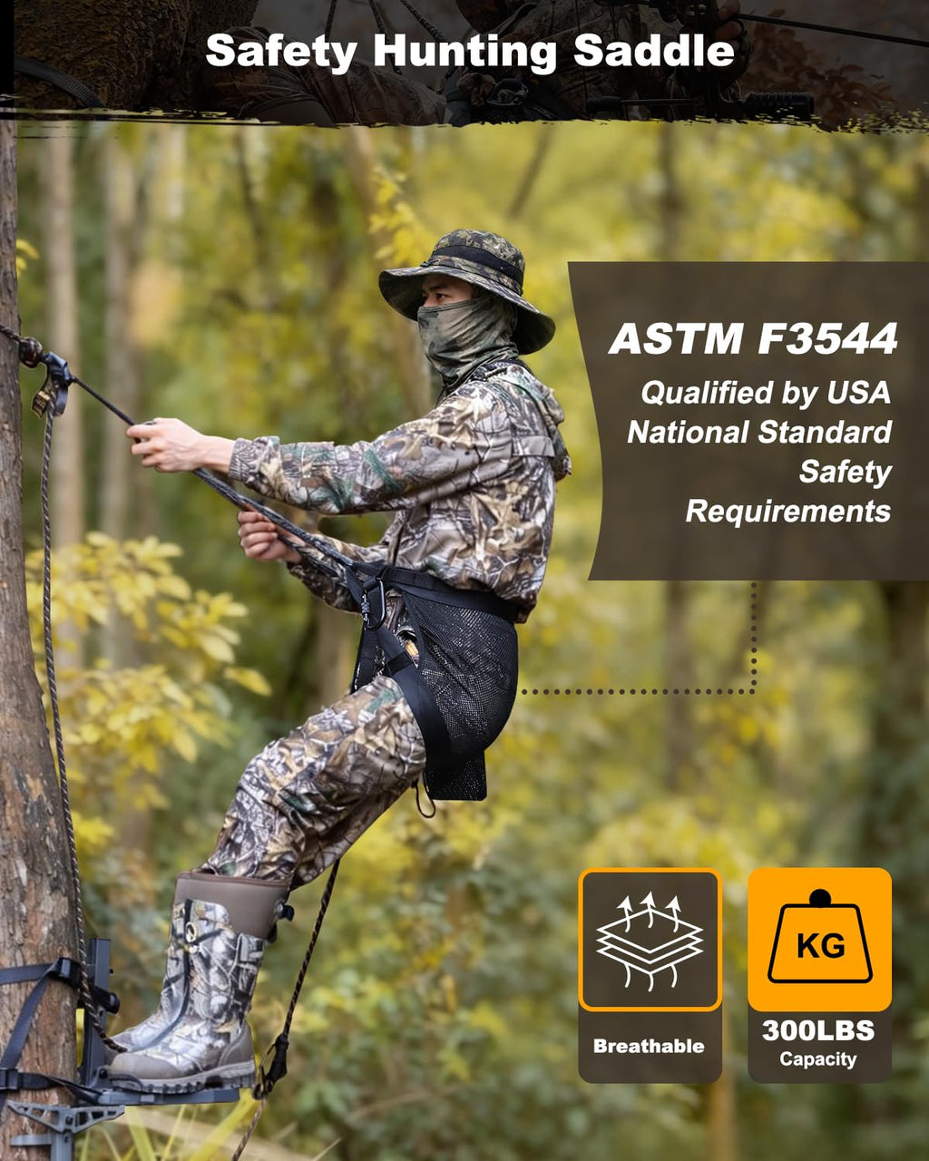 Lightweight Hunting Saddle with 2 Adjustable Safety Ropes X87671