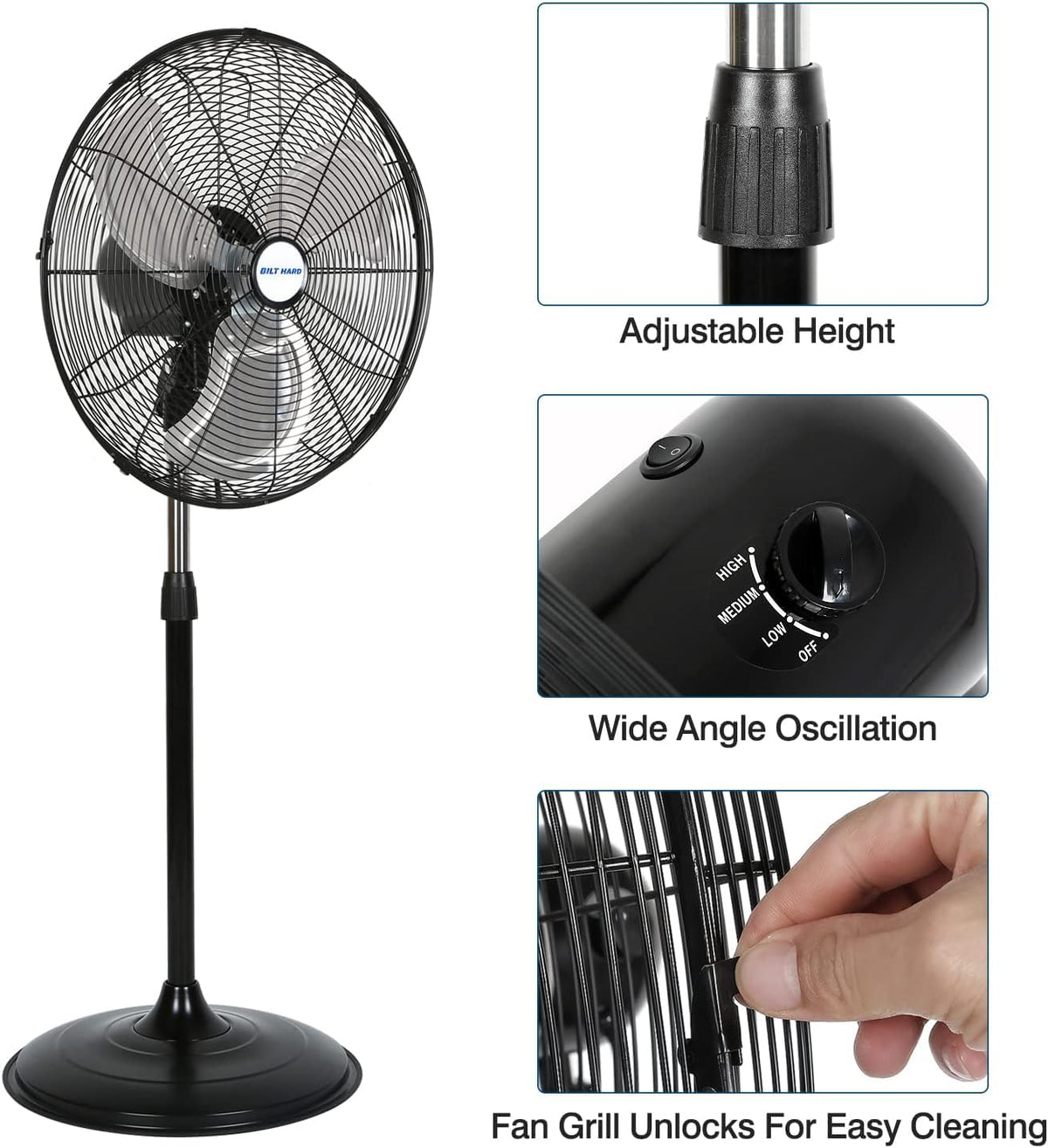 20" High Velocity 3-Speed Oscillating Pedestal Fan, 2 Pack T503