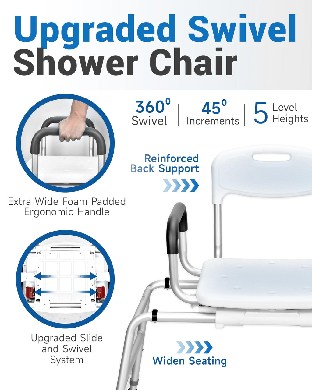 Sliding Shower Chair with 360⁰ Swivel Seat B581072