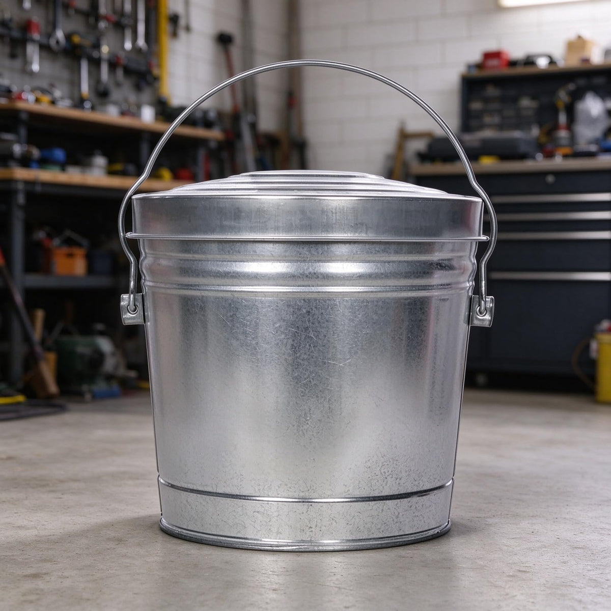 6 Gal Galvanized Steel Storage Can with Locking Lid K672124