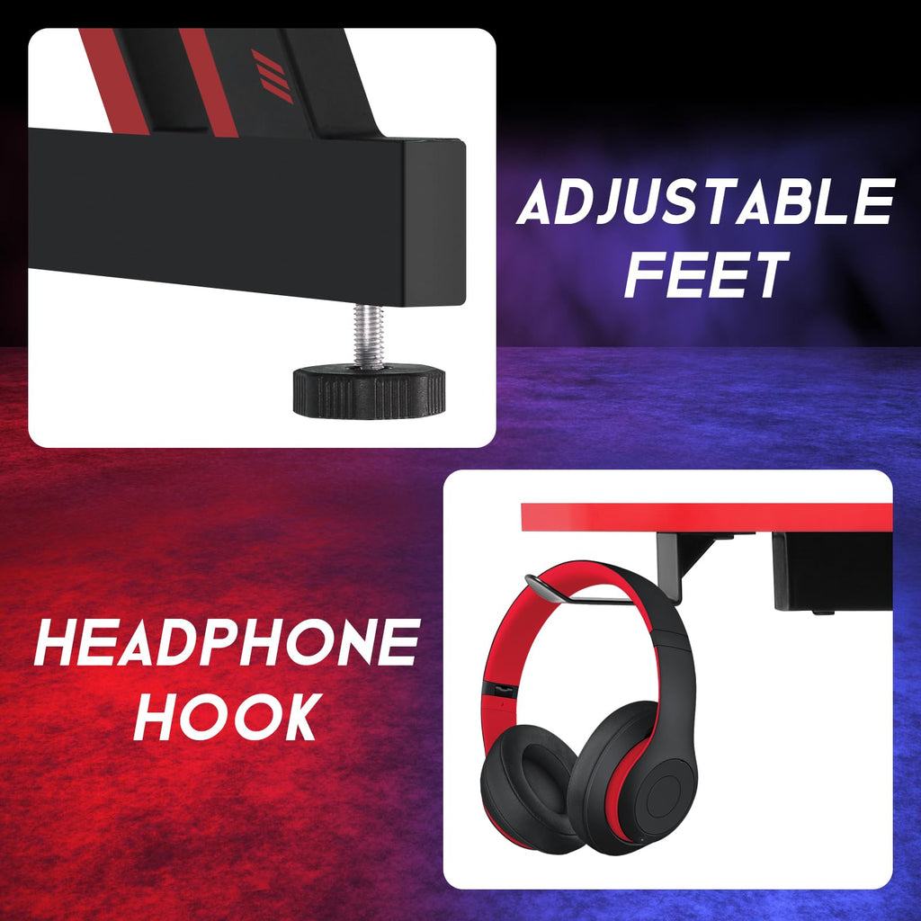 47 Inch Z Shaped Gaming Desk with Headphone Hook P105401