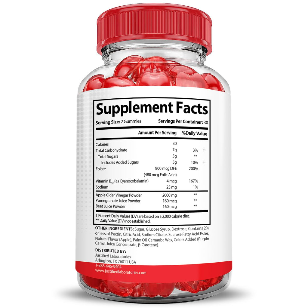 2000MG Beet Juice ACV Pomegranate B12 Vegan Non GMO Gummies D34211