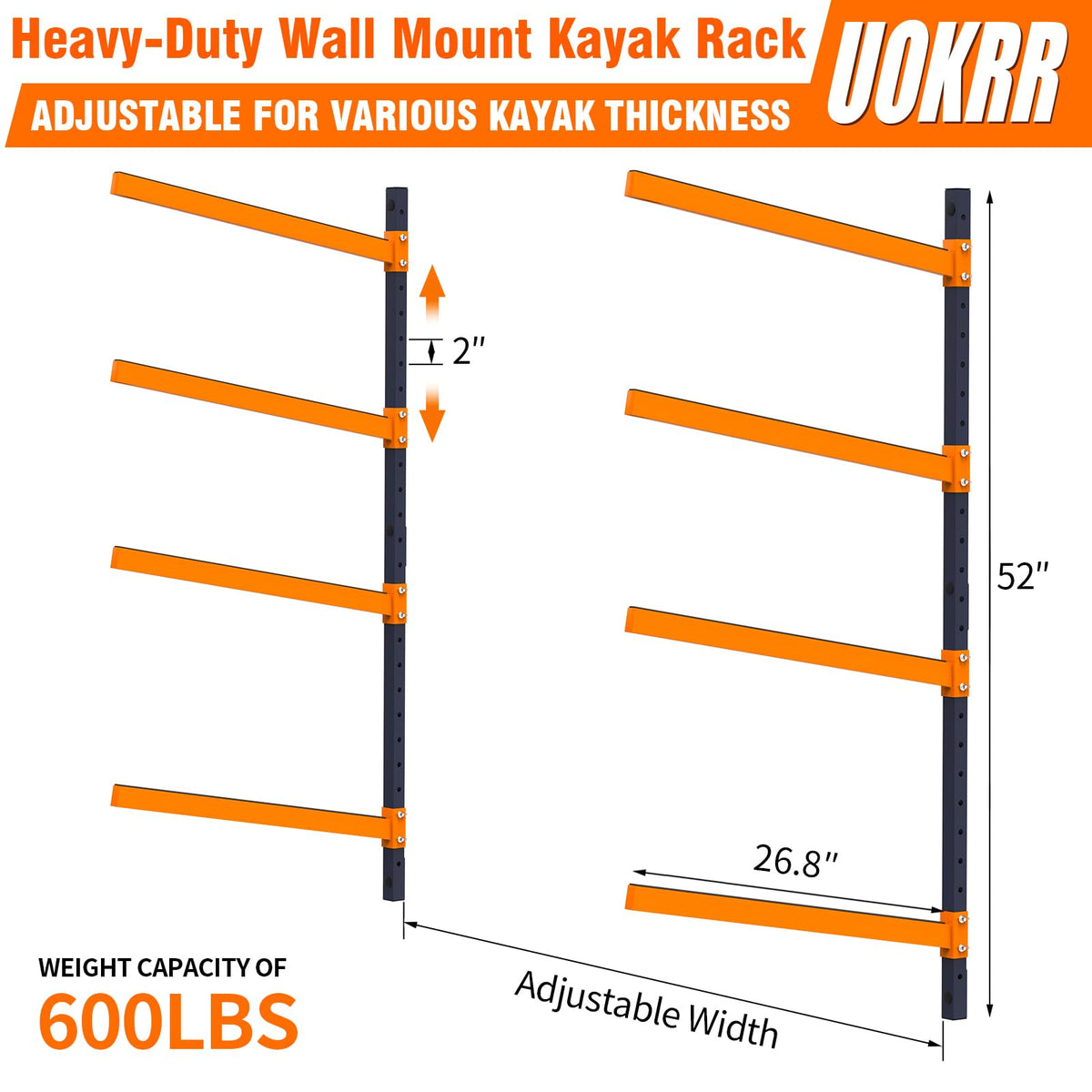 Wall Mount Adjustable Kayak Storage Rack L895