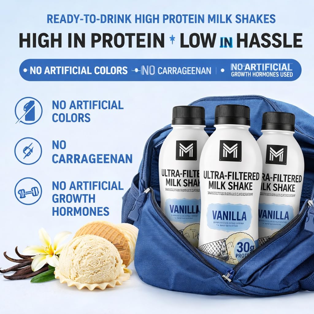 Vanilla Milk Shake, 12 Pack High Protein Shake, 30g Protein, 11.5 Fl Oz J860776