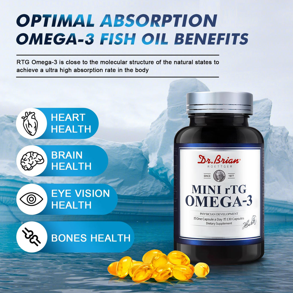 130 Softgel rTG Omega 3 Fish Oil Capsule with EPA/DHA Vitamin D E R2253