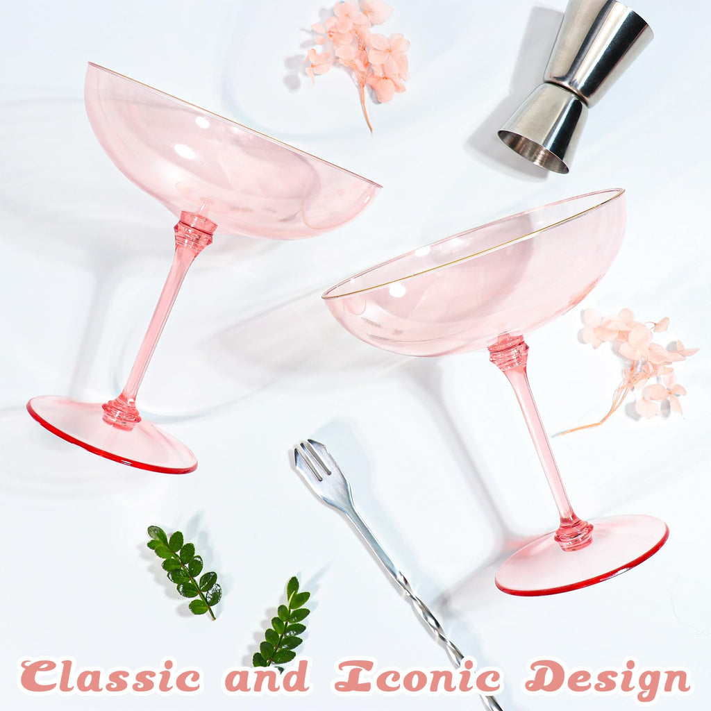 9oz Pink Plastic Martini Glasses Set T1097