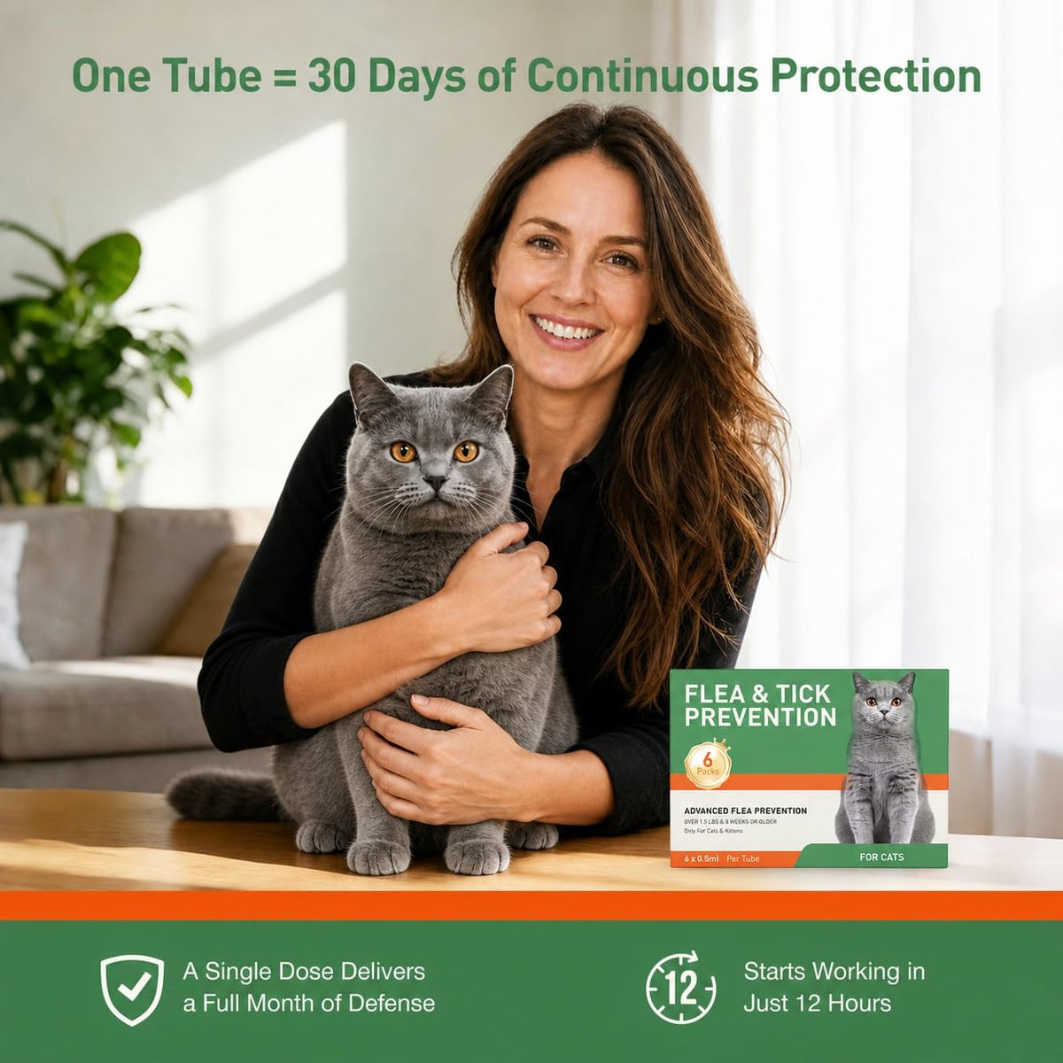 6 Pack Flea and Tick Prevention for Cats U6268